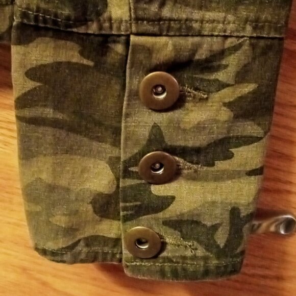 Morbid Threads Denim Military Jacket Embroidery Beaded Camouflage Women's XL - Picture 9 of 16